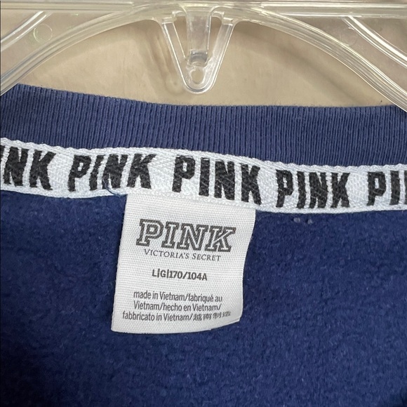 PINK Victoria's Secret Navy Sweatshirt with Red and White Accents SZ L - Picture 4 of 7